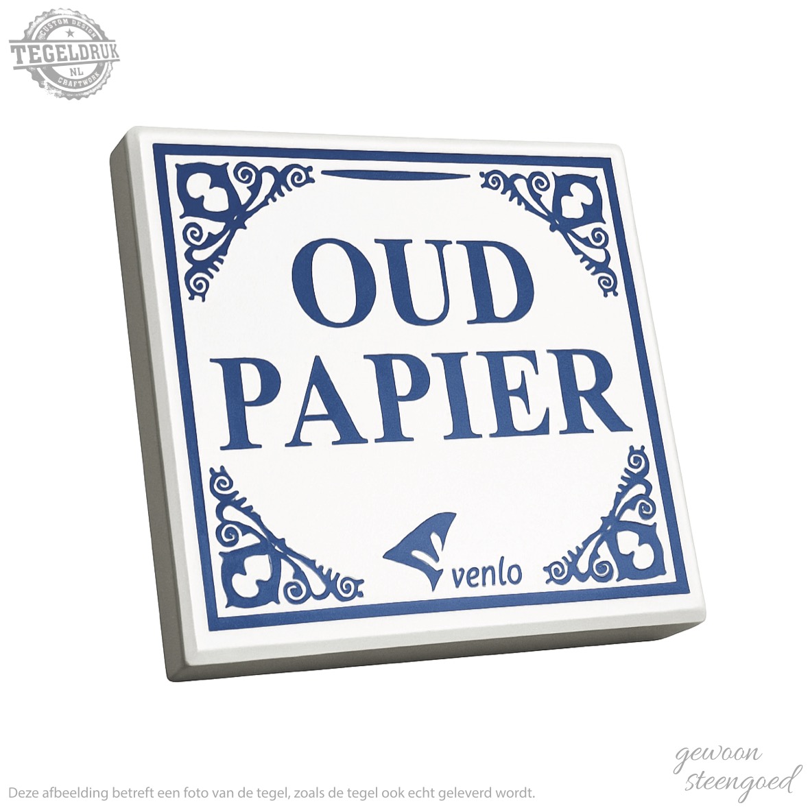 Symbooltegel | Oud papier + plaatsnaam